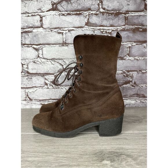 Aquatalia Marvin K Brown Suede Lace Up Block Heel Combat Boots Women 36EU/6M US - Picture 16 of 16